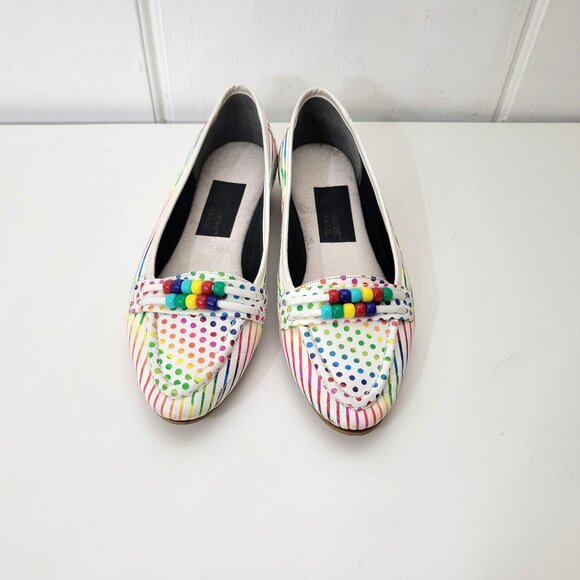 Vintage L J Simone New York  Rainbow Beaded Loafers - Picture 8 of 8